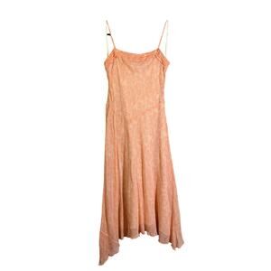 CASUAL CORNER Dress 12 Vintage Silk Chiffon Bias Cut Lined Midi Point Drop Waist